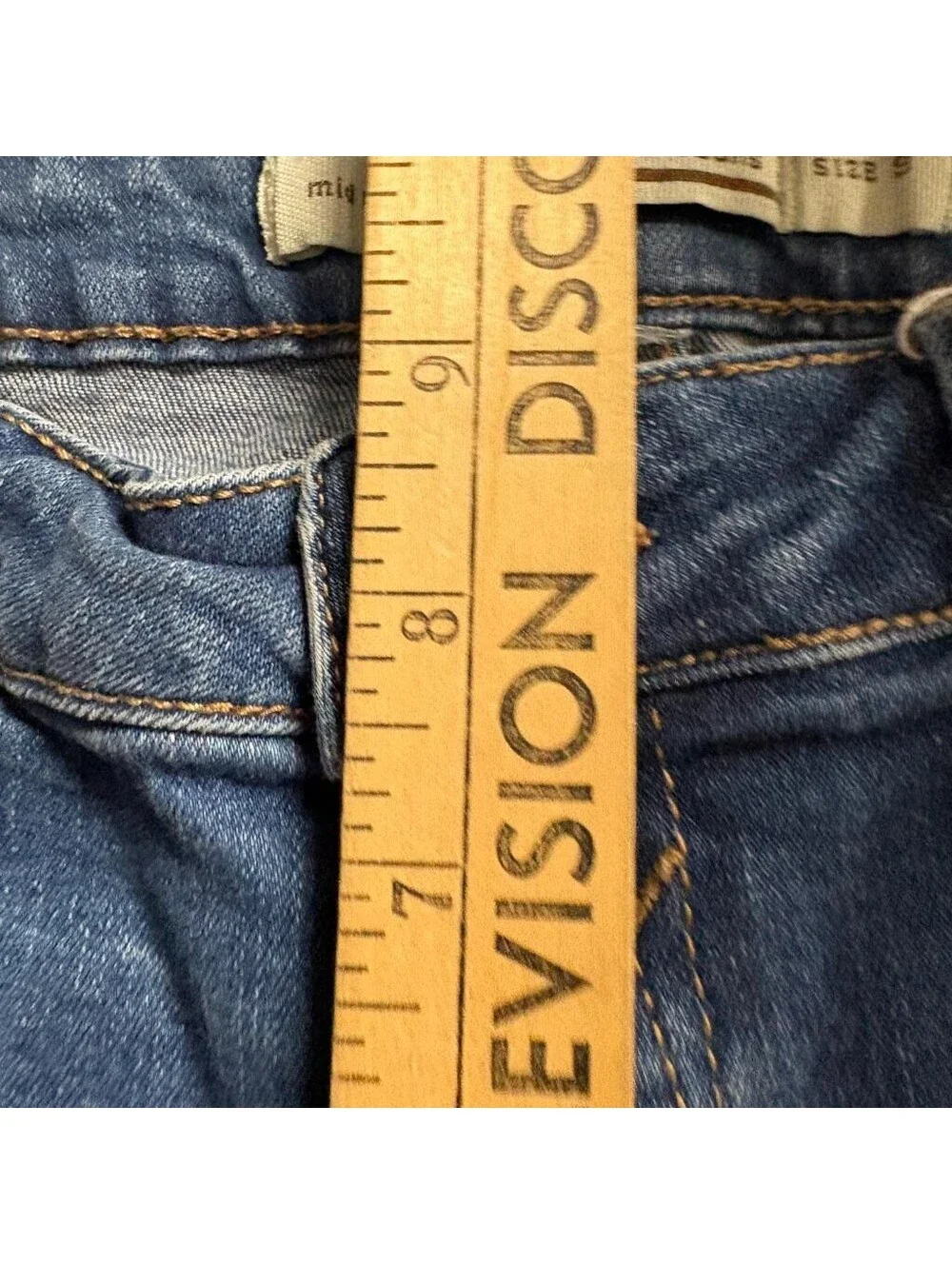 I & M Premium Jeans Womens Size 9 Blue Mid Rise Distressed Ripped Knee Skinny